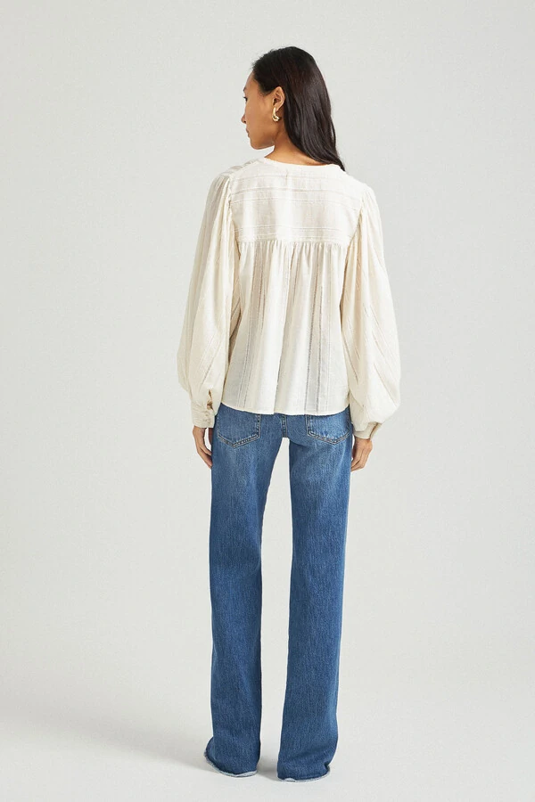 Calça Flare Bolso Jeans Médio