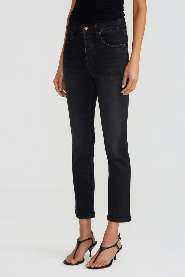 Calça Cropped Zip Black Jeans