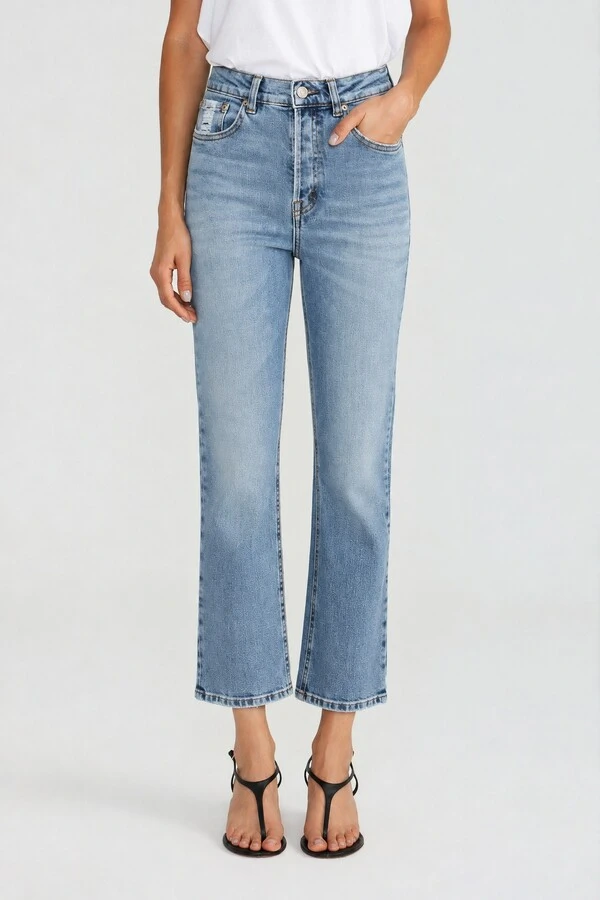 Calça Cropped Zip Jeans Vintage