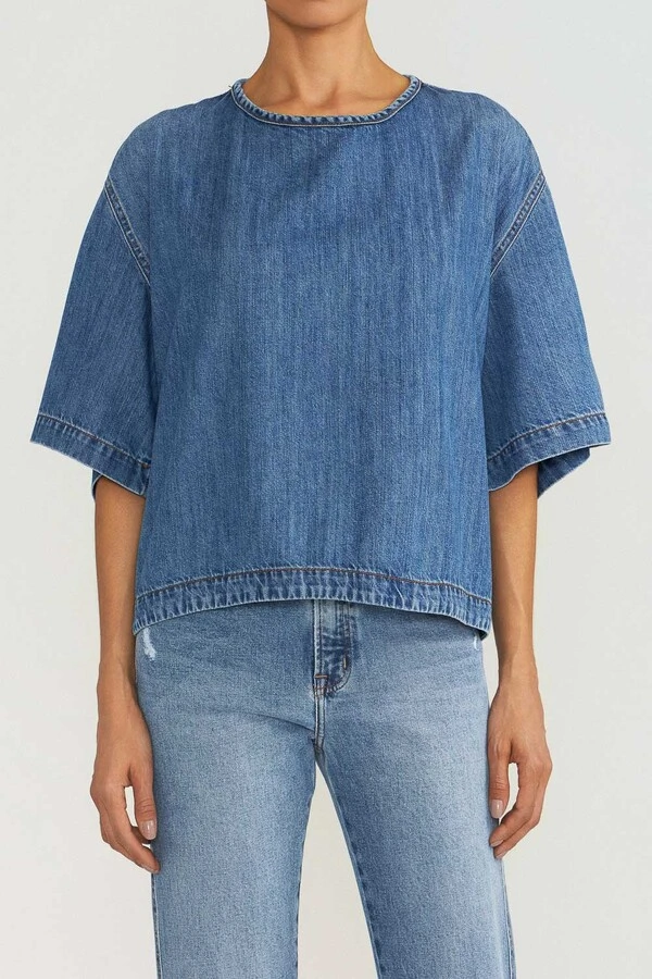 T-Shirt Oversized Jeans Médio