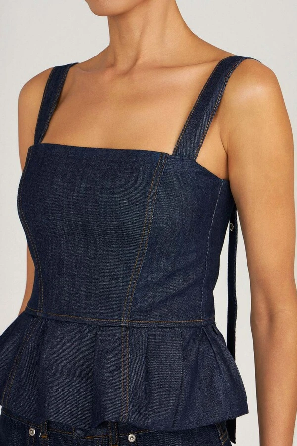 Corset Peplum Raw Denim