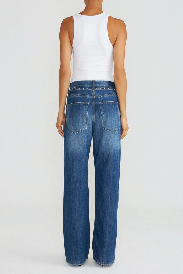 Calça Loose Jeans Escuro