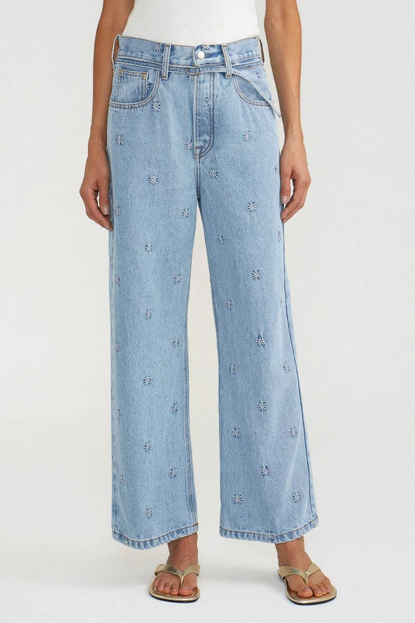 Calça Loose Cropped Asterisco Jeans Vintage