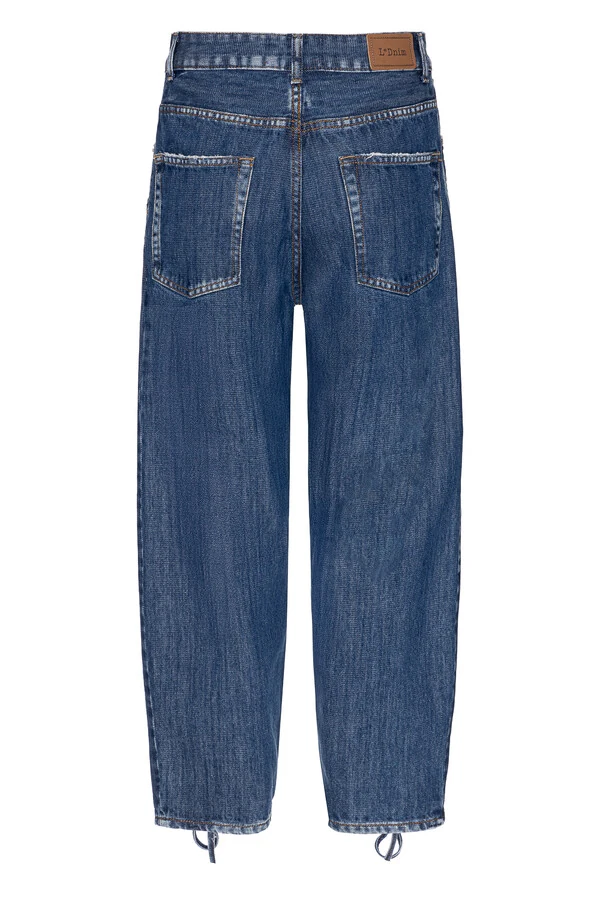 Calça Balloon Trançada Jeans Escuro