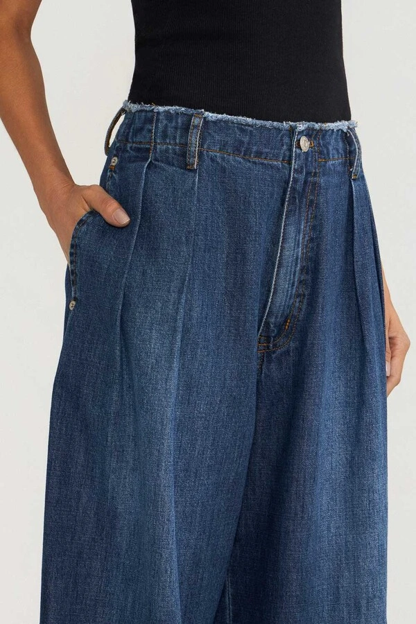Calça Peplum Dark Wash Jeans