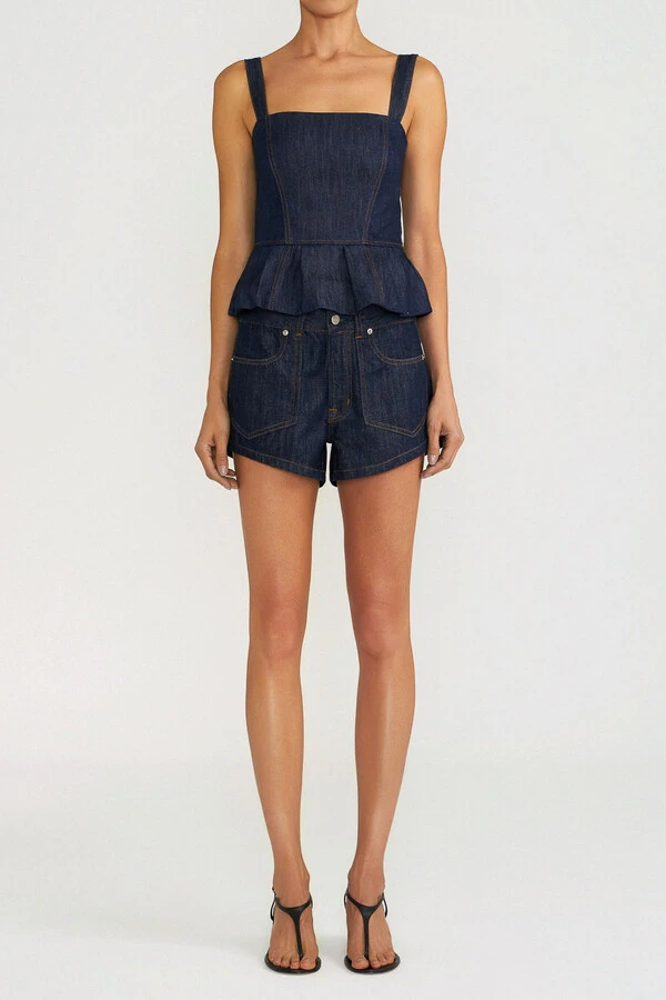 Corset Peplum Raw Denim