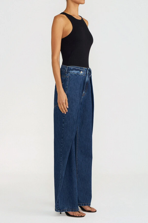 Calça Double Fold Dark Wash Jeans