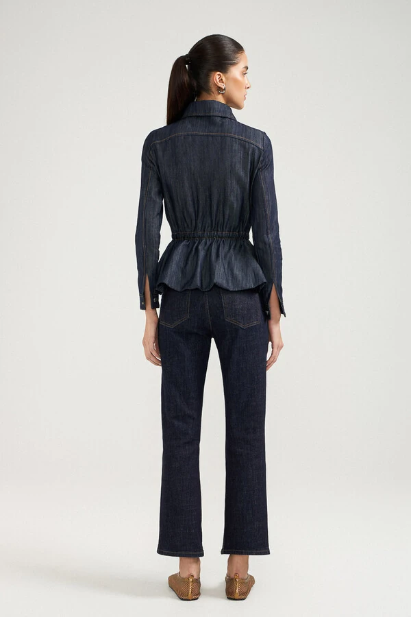 Jaqueta Peplum Raw Denim