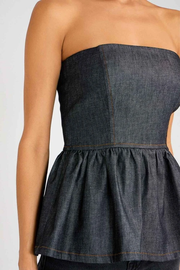 Top Peplum No Wash Denim