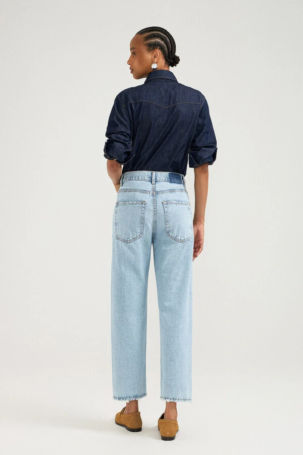 Calça Wide Leg Cropped Jeans Vintage