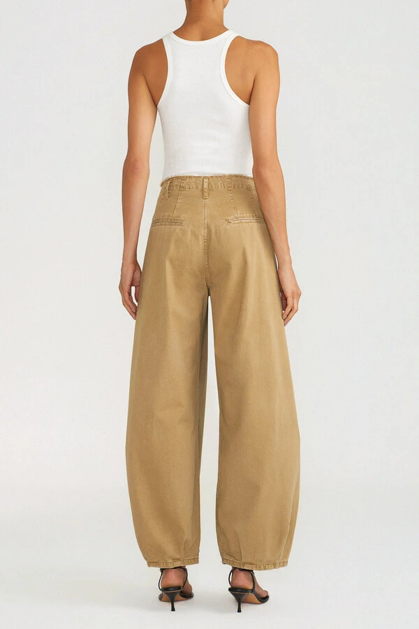 Calça Peplum Khaki Denim