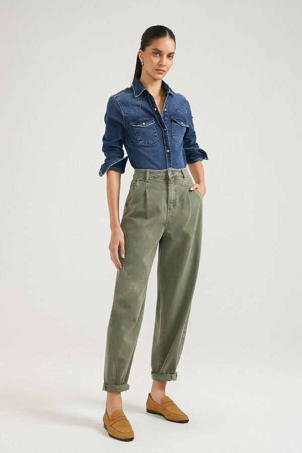 Calça Balloon Green Denim