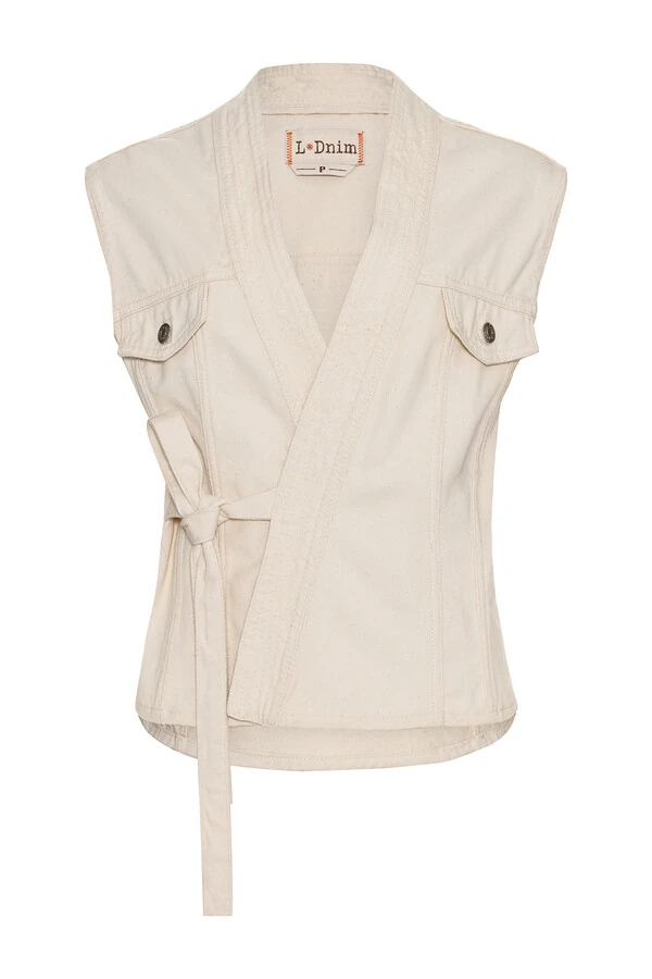 Colete Kimono Natural Denim