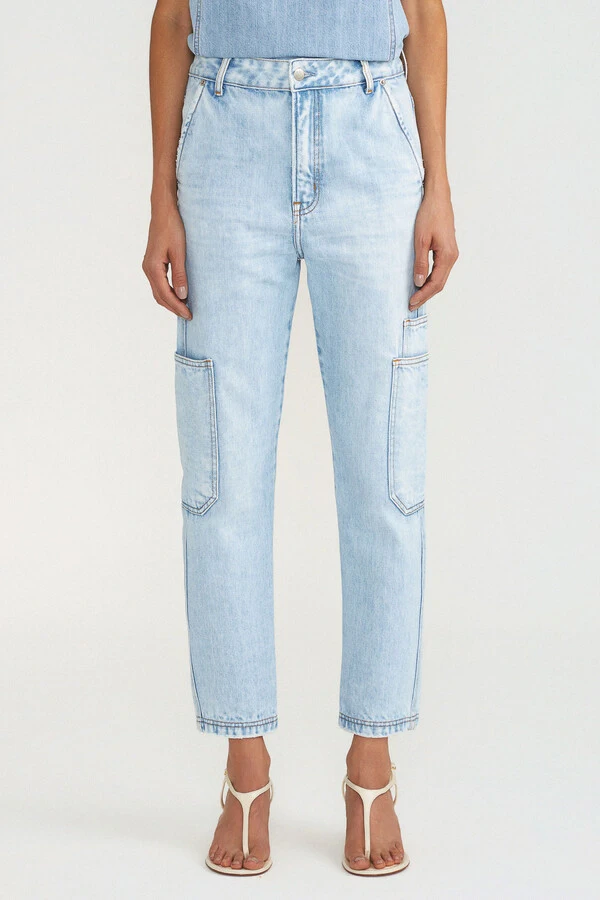 Calça Relaxed Cargo Jeans Vintage Light