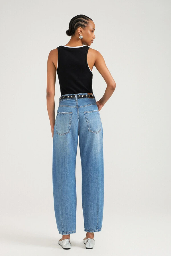 Calça Balloon Jeans Medio