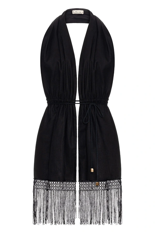 Top Lenço Cambraia De Linho Preto