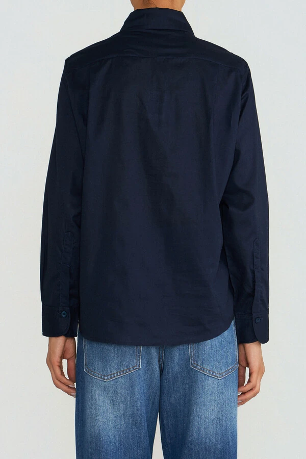 Camisa Smoking Babado Marinho