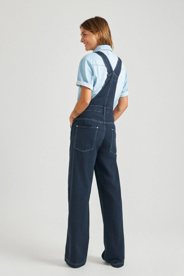 Jardineira Wide Leg Navy Denim
