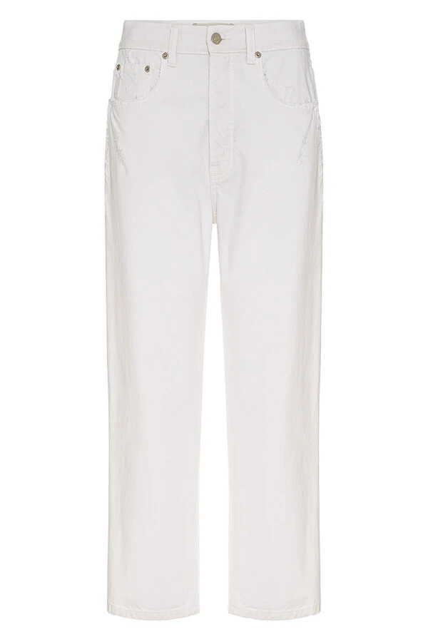 Calça Wide Leg Cropped White Denim