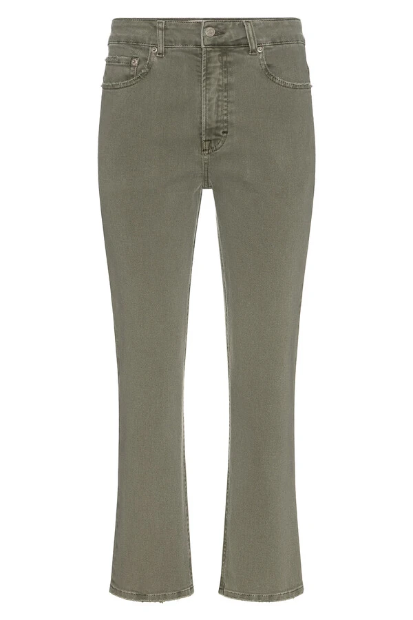 Calça Cropped Zip Green Denim