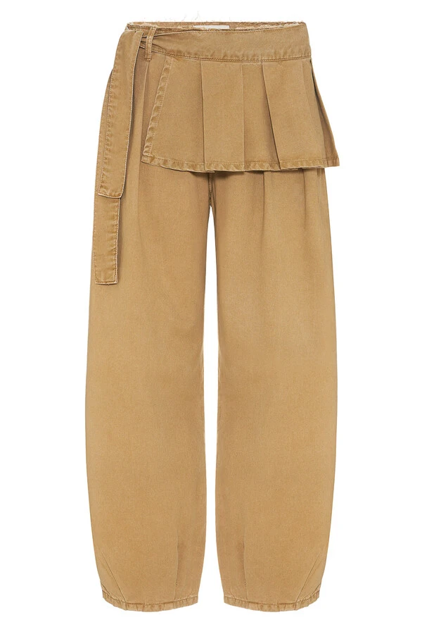 Calça Peplum Khaki Denim