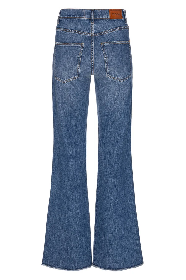 Calça Flare Bolso Jeans Médio