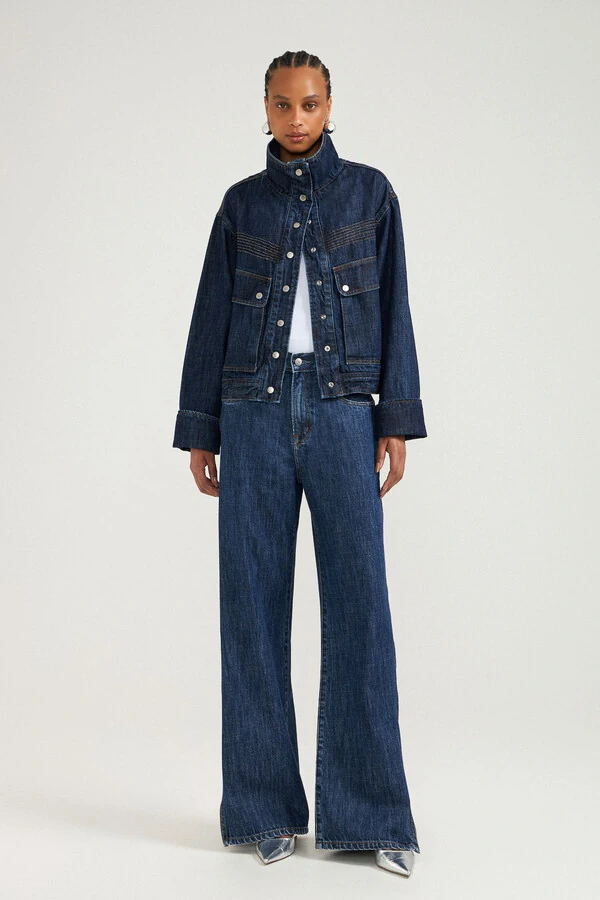 Jaqueta Aviator Jeans Médio