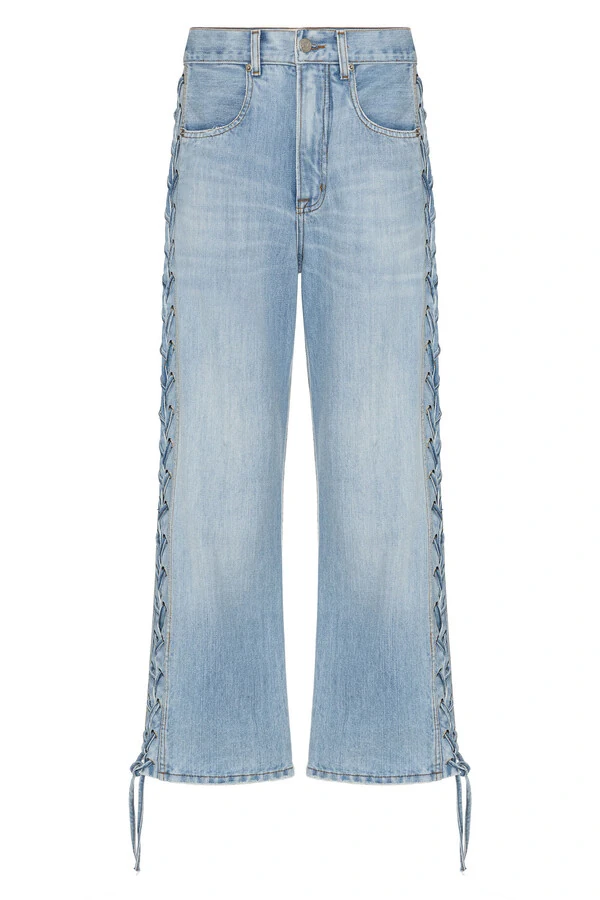 Calça Loose Cropped Laces Jeans Vintage