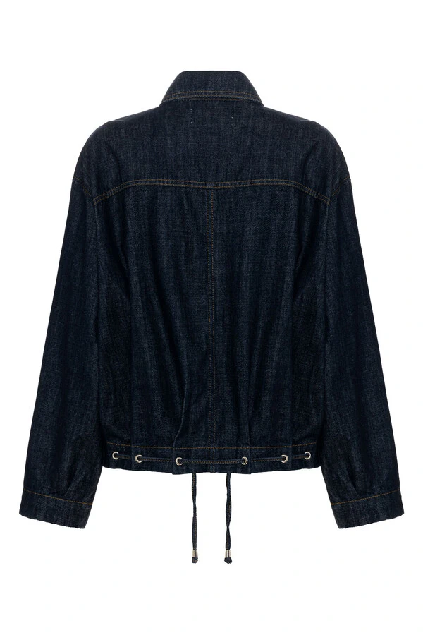 Jaqueta Bomber Ilhós Raw Denim