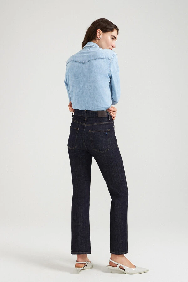 Calça Cropped Zip Raw Denim