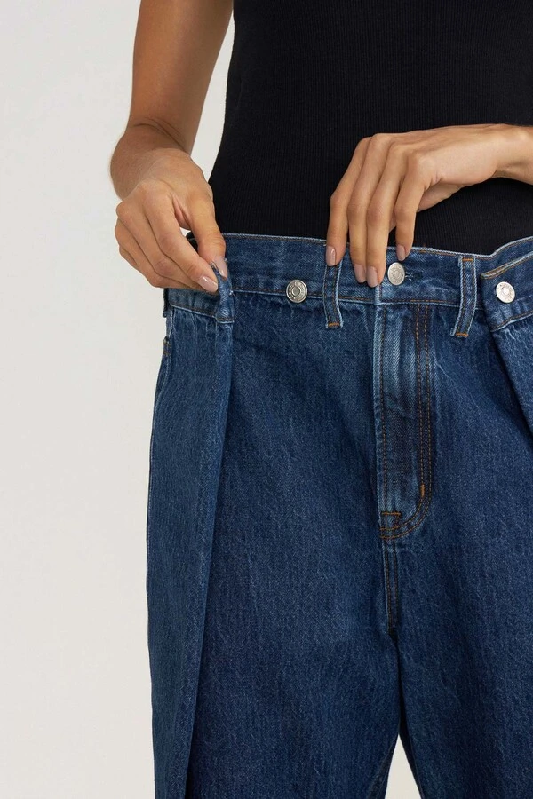 Calça Double Fold Dark Wash Jeans