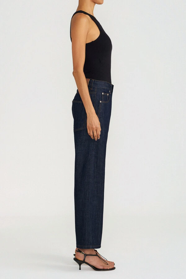 Calça Wide Leg Cropped Raw Denim