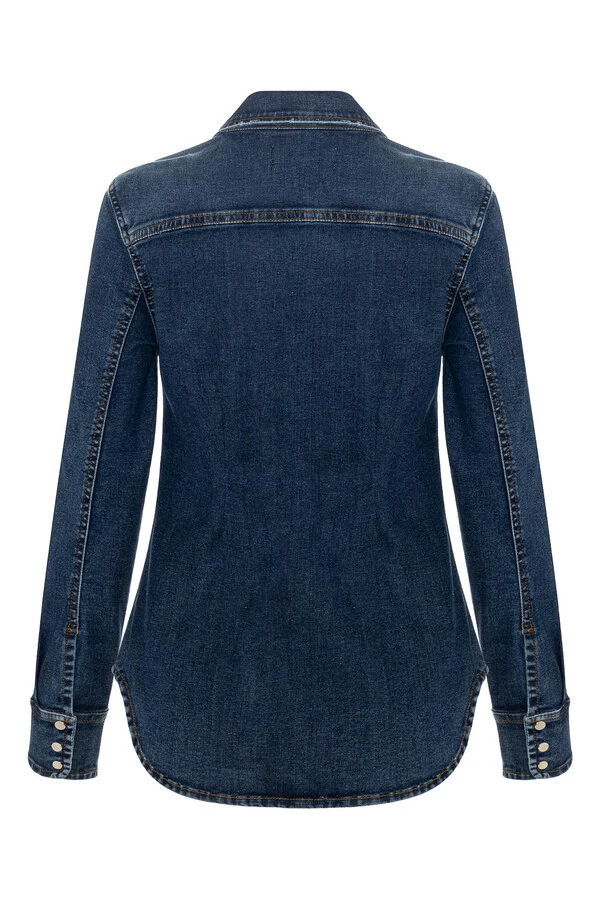 Camisa Stretch Jeans Escuro