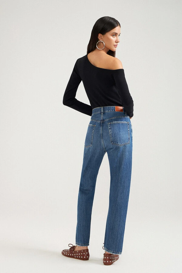Calça Boyfriend Jeans Escuro