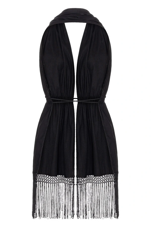 Top Lenço Cambraia De Linho Preto