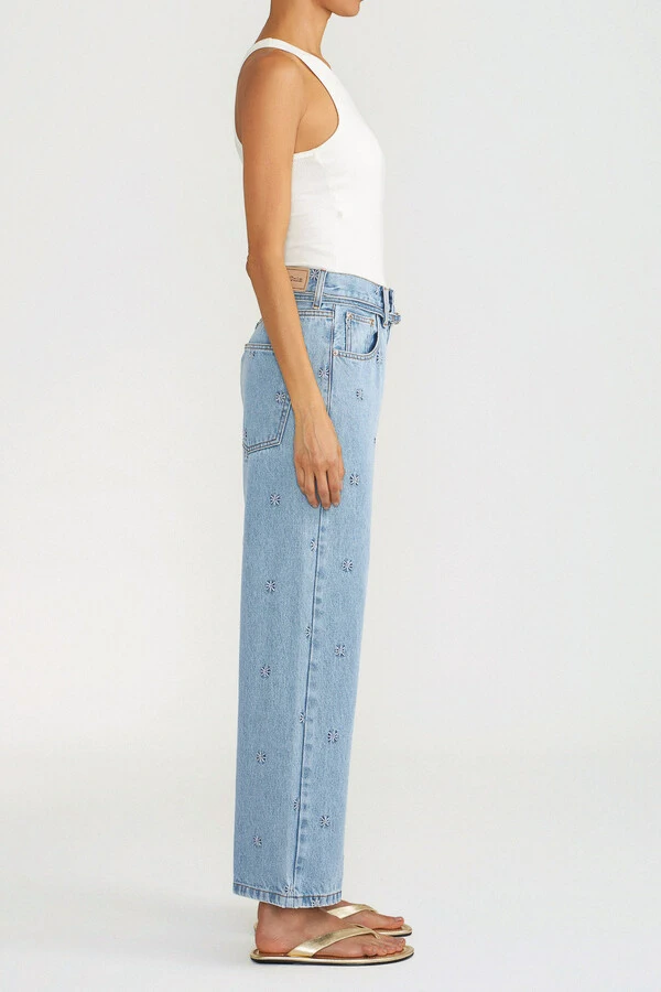 Calça Loose Cropped Asterisco Jeans Vintage