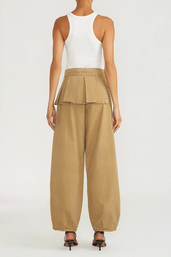 Calça Peplum Khaki Denim
