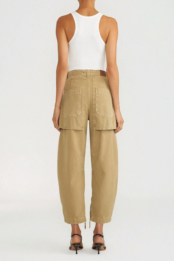 Calça Curve Overlap Khaki Denim