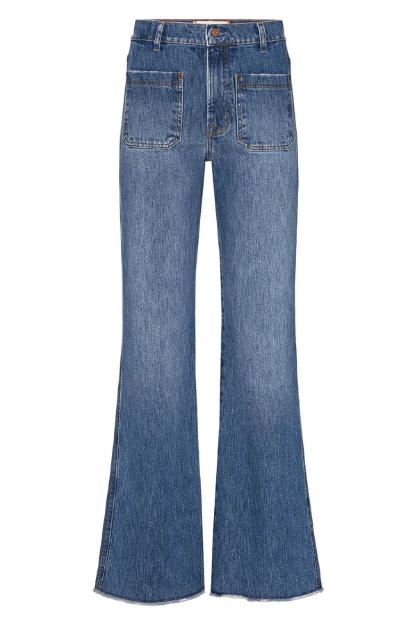 Calça Flare Bolso Jeans Médio