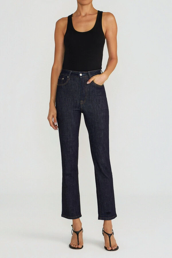 Calça Cropped Zip Raw Denim