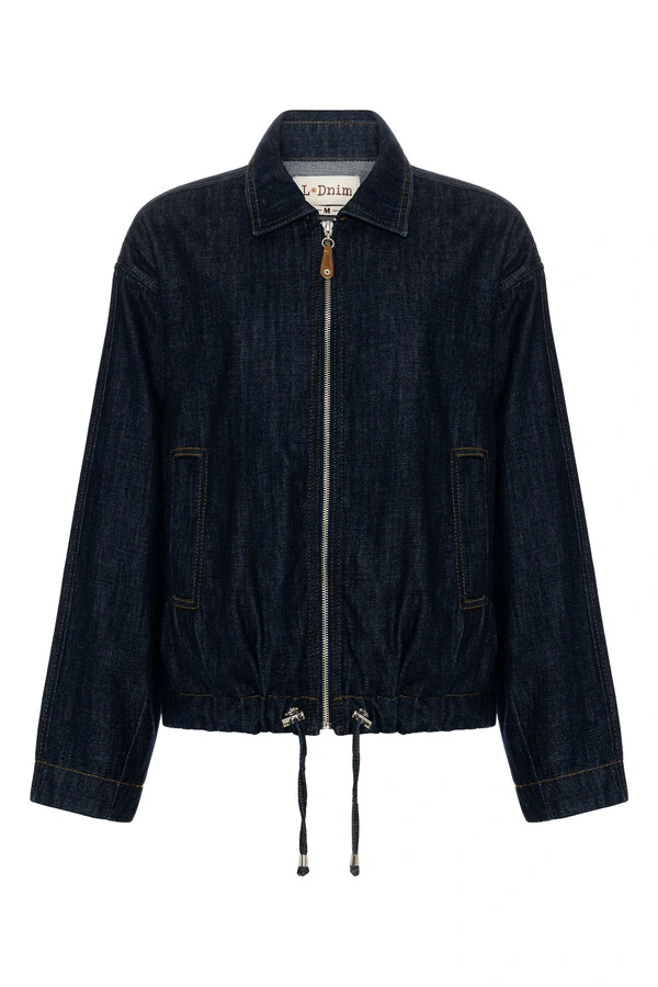 Jaqueta Bomber Ilhós Raw Denim