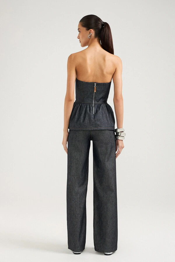 Top Peplum No Wash Denim