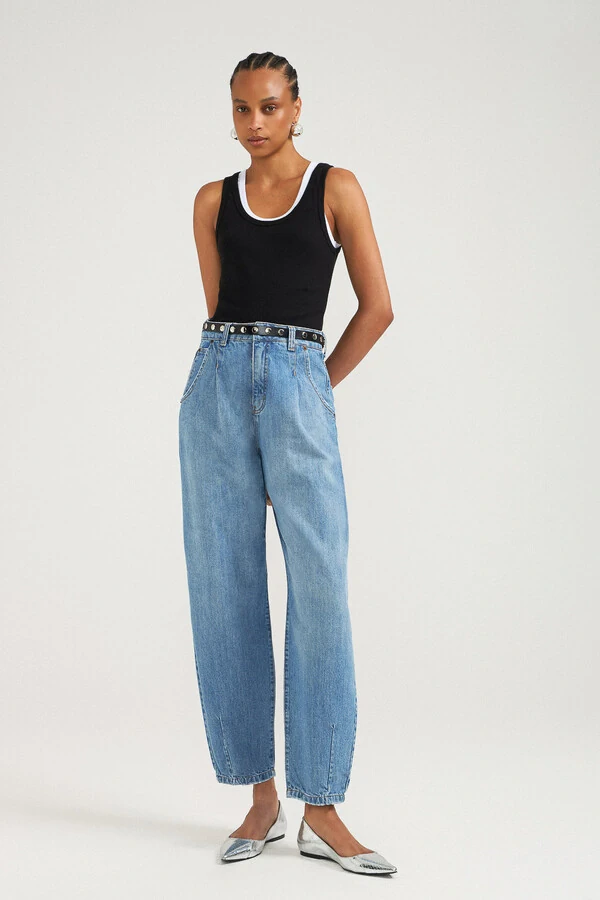 Calça Balloon Jeans Medio