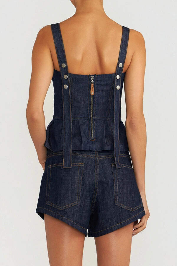 Corset Peplum Raw Denim