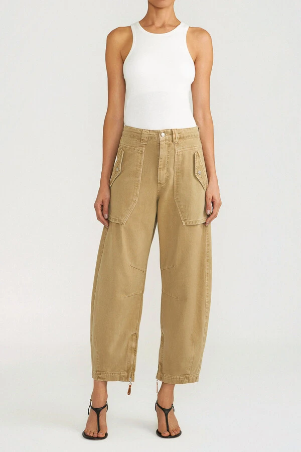Calça Curve Overlap Khaki Denim