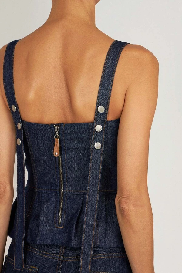 Corset Peplum Raw Denim