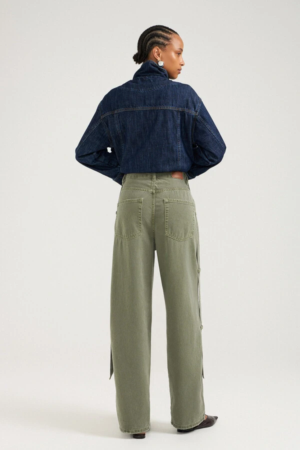 Calça Baggy Strap Green Denim