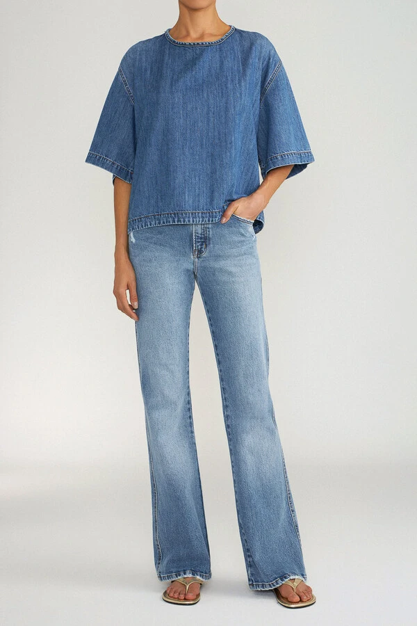 T-Shirt Oversized Jeans Médio