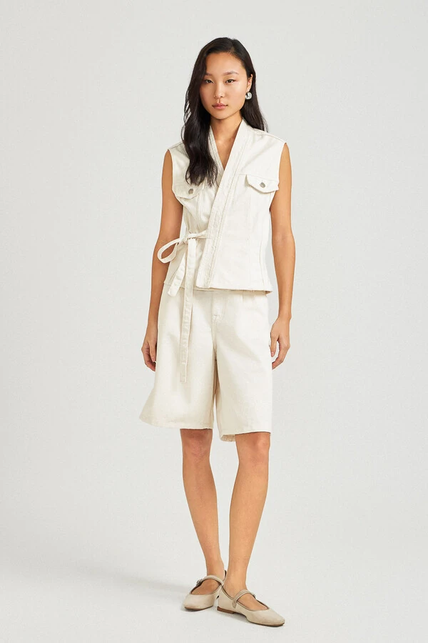 Colete Kimono Natural Denim