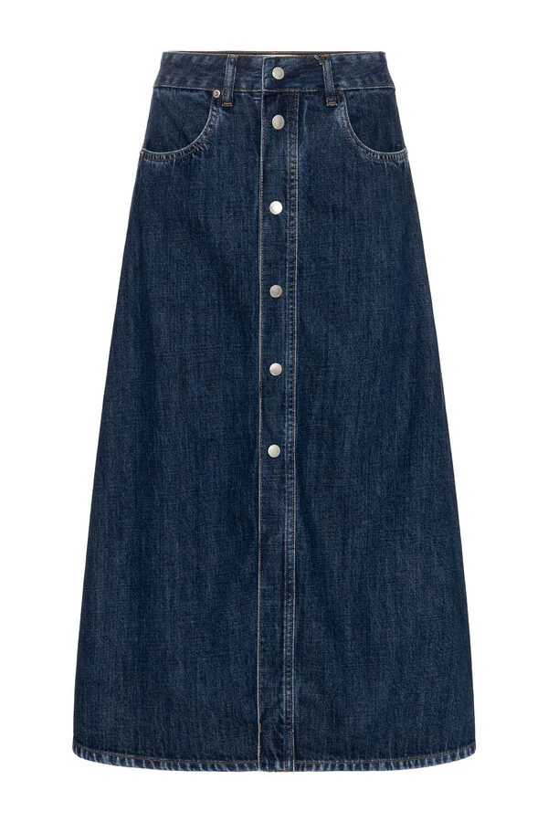 Saia Godê Botão Lateral Jeans